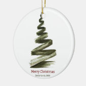 Elegante Kerstmis Groene Boom Aquarel Keramisch Ornament (Links)