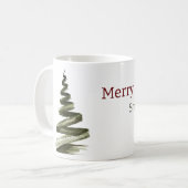 Elegante Kerstmis Groene Boom Aquarel Koffiemok (Voorkant links)