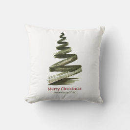 Elegante Kerstmis Groene Boom Aquarel Kussen