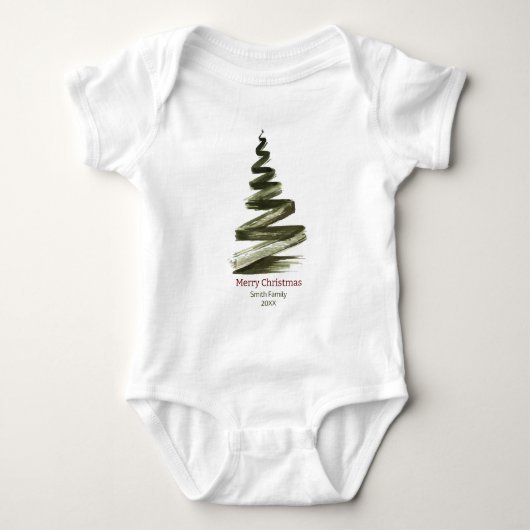Elegante Kerstmis Groene Boom Aquarel Romper (Voorkant)