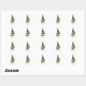 Elegante Kerstmis Groene Boom Aquarel Ronde Sticker (Vel)