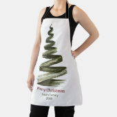 Elegante Kerstmis Groene Boom Aquarel Schort (Insitu)