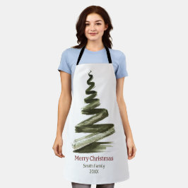 Elegante Kerstmis Groene Boom Aquarel Schort