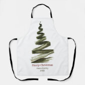 Elegante Kerstmis Groene Boom Aquarel Schort (Voorkant)