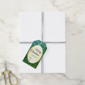 Elegante Kerstmis Groene Glitter Shimmery Sterren Cadeaulabel (Met Touw)