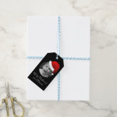Elegante Kerstmis Hand Lettered Custom Santa Foto Cadeaulabel (Met Touw)