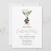 Elegante Kerstmis Martini Vakantie Cocktail Party Kaart (Voorkant)