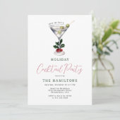 Elegante Kerstmis Martini Vakantie Cocktail Party Kaart (Staand voorkant)