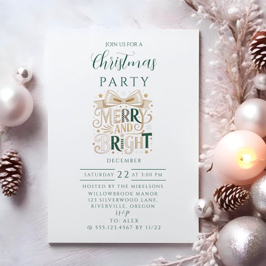 Elegante Kerstmis Merry and Bright Kaart