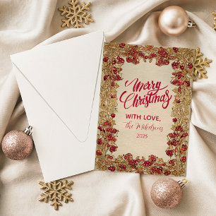 Elegante Kerstmis met Goudblad Feestdagenkaart