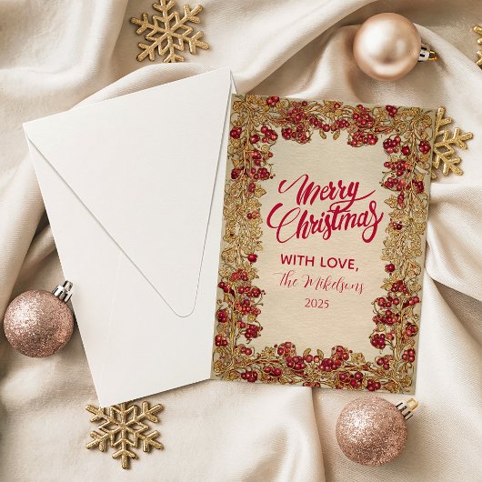 Elegante Kerstmis met Goudblad Feestdagenkaart