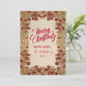 Elegante Kerstmis met Goudblad Feestdagenkaart (Staand voorkant)