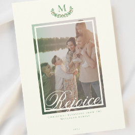 Elegante Kerstmis monogram foto Kerstkaart