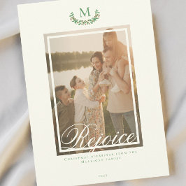 Elegante Kerstmis monogram foto Vakantiekaart Feestdagenkaart