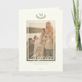 Elegante Kerstmis monogram foto Vakantiewenskaart Kaart