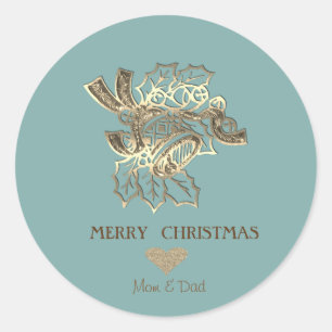 Elegante Kerstmis Nep Gouden Bel Ronde Sticker