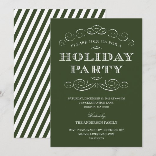 ELEGANTE KERSTMIS %PIPE% UITNODIGING VAN DE PARTIJ (Voorkant / Achterkant)