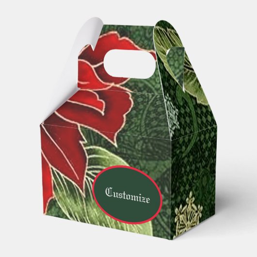 Elegante Kerstmis Poinsettia Gable Bedankdoosjes (Voorkant Zijde)