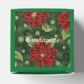 Elegante Kerstmis Poinsettia Groene Kubus Favor Bo Bedankdoosjes (Bovenkant)