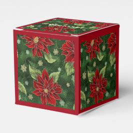 Elegante Kerstmis Poinsettia Rode Kubus Favor Box Bedankdoosjes