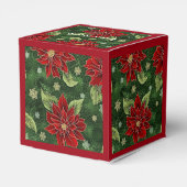 Elegante Kerstmis Poinsettia Rode Kubus Favor Box Bedankdoosjes (Achterkant)