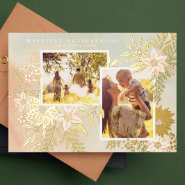 Elegante Kerstmis Poinsettia Splendor Folie Feestdagenkaart