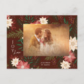 Elegante Kerstmis Poinsettia Splendor Foto Feestdagenkaart (Voorkant)