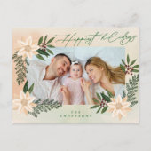 Elegante Kerstmis Poinsettia Splendor Foto Feestdagenkaart (Voorkant)