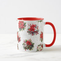 Elegante Kerstmis Poinsettias en Damask