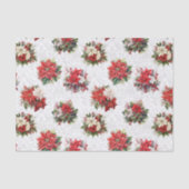 Elegante Kerstmis Poinsettias en Damask Tissuepapier (Voorkant)