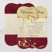 Elegante Kerstmis, Rode Gouden Glitter Corporate P Kaart (Voorkant / Achterkant)