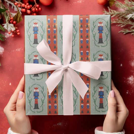 Elegante Kerstmis Rode Kerst Nutcracker Cadeaupapier