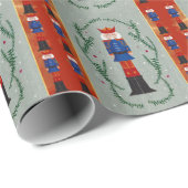 Elegante Kerstmis Rode Kerst Nutcracker Cadeaupapier (Rol Hoek)