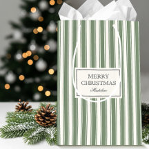 Elegante Kerstmis Saliegroen Crème Streep Custom