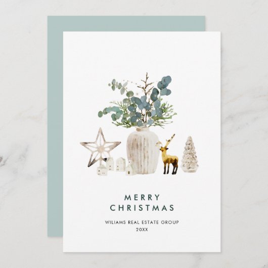 Elegante Kerstmis Samenstelling Corporate Greeting Feestdagenkaart (Voorkant / Achterkant)