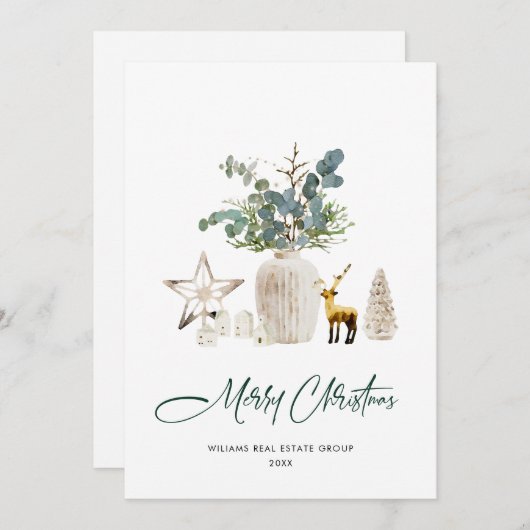 Elegante Kerstmis Samenstelling Corporate Greeting Feestdagenkaart (Voorkant / Achterkant)