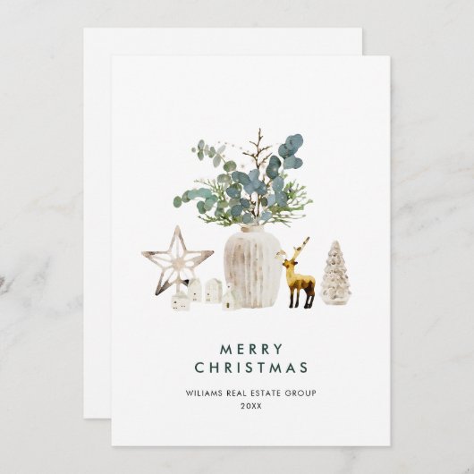 Elegante Kerstmis Samenstelling Corporate Greeting Feestdagenkaart (Voorkant / Achterkant)