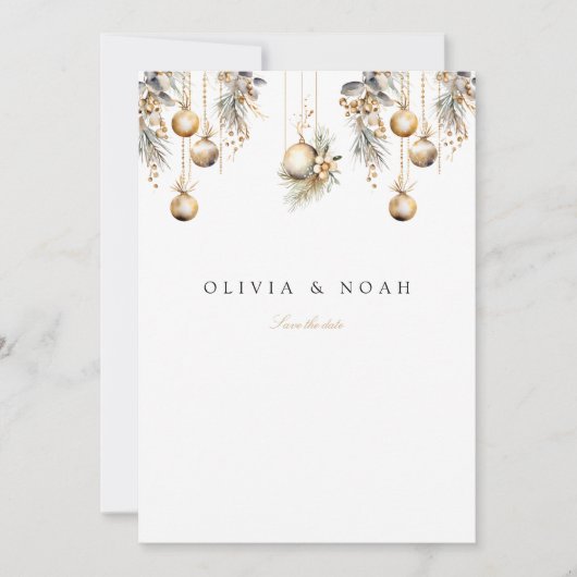Elegante Kerstmis Save The Date Trouwkaart Aankondiging (Voorkant)