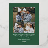 Elegante Kerstmis Script Groene Foto Folie Feestdagenkaart (Achterkant)