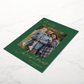 Elegante Kerstmis Script Groene Foto Folie Feestdagenkaart (Gedraaid)