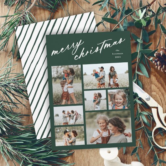 Elegante Kerstmis Script Typografie 7 Foto  Feestdagenkaart