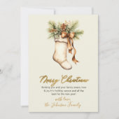 Elegante Kerstmis Script Waterverf Kous Feestdagenkaart (Voorkant)