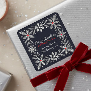 Elegante Kerstmis Snowflake Krans Vakantie Vierkante Sticker