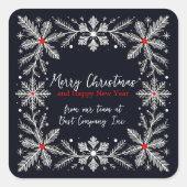 Elegante Kerstmis Snowflake Krans Vakantie Vierkante Sticker (Voorkant)