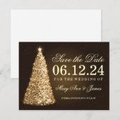 Elegante Kerstmis sparen de datum goud Aankondigingskaart (Voorkant / Achterkant)