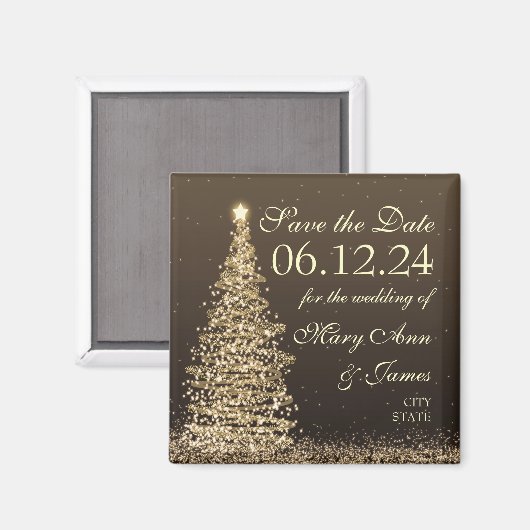 Elegante Kerstmis sparen de datum goud Magneet (Voorkant / Achterkant)