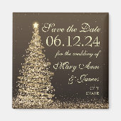 Elegante Kerstmis sparen de datum goud Magneet (Voorkant)