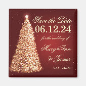 Elegante Kerstmis sparen de datum goud Magneet (Voorkant)