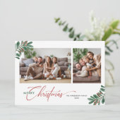 Elegante Kerstmis Typografie 2 Afbeeldingen Feestdagenkaart (Staand voorkant)