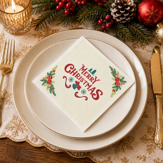 Elegante Kerstmis Vakantie Papieren Servetten